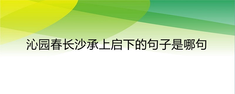 沁园春长沙承上启下的句子是哪句