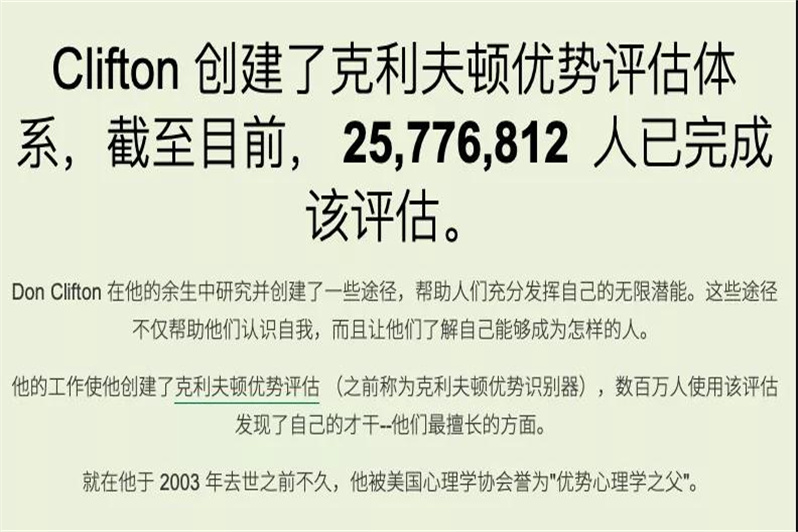 盖洛普优势识别器(也叫克利夫顿优势评估,是盖洛普公司旗下一款王牌