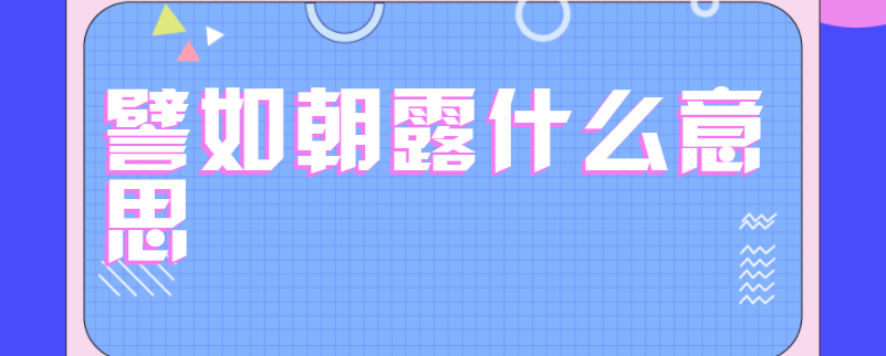 譬如朝露什么意思