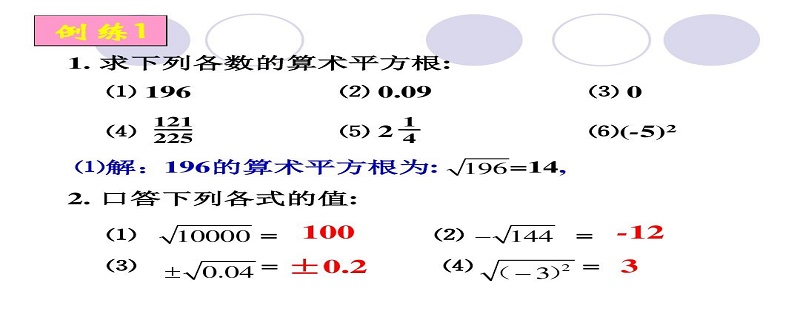 ⑵a的平方根記,讀作