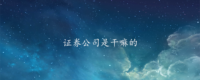 证券公司是干嘛的