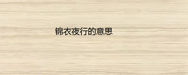 锦衣夜行的意思