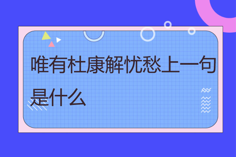 唯有杜康解忧愁上一句是什么