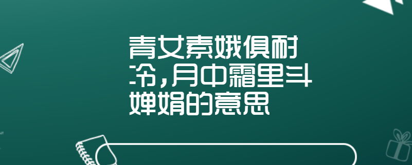 青女素娥俱耐冷,月中霜里斗婵娟的意思