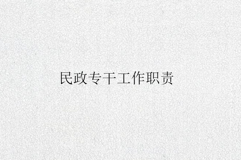 民政专干工作职责