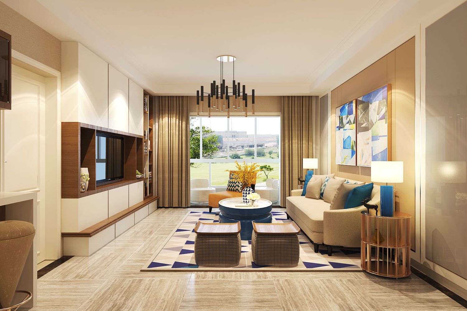 现代简约风格四室两厅两卫装修设计效果图 家装案例