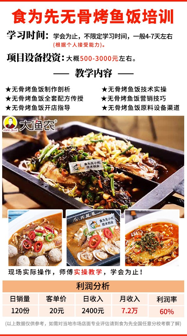 无骨烤鱼饭技术培训班