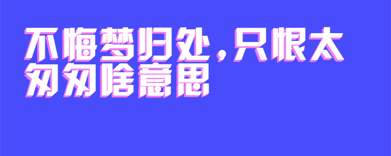 不悔梦归处,只恨太匆匆啥意思