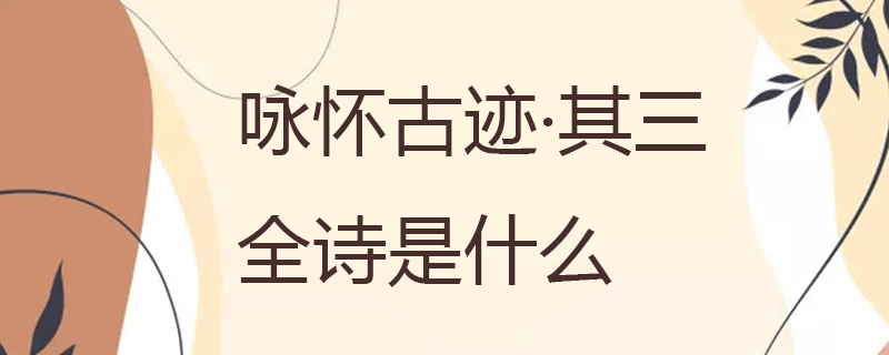 咏怀古迹·其三全诗是什么