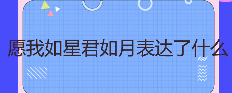愿我如星君如月表达了什么