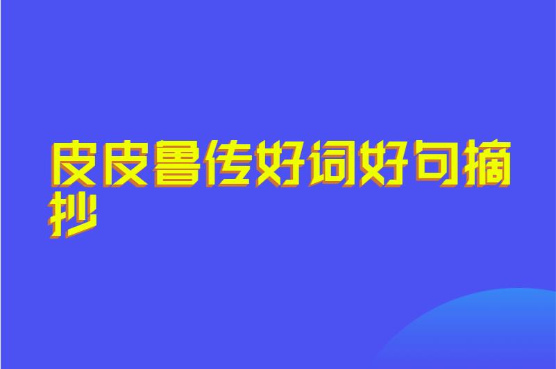 皮皮鲁传好词好句摘抄
