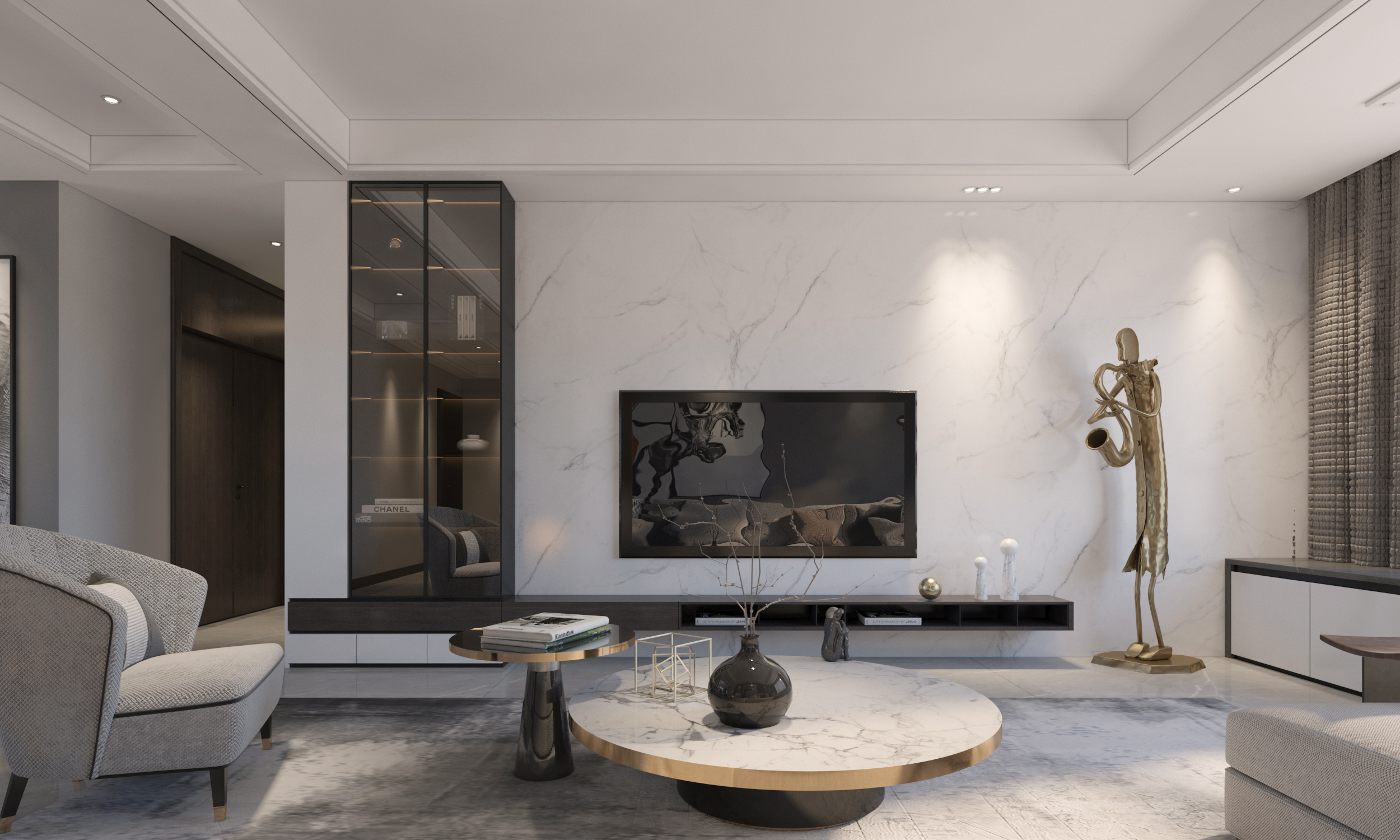 现代简约风格三室两厅装修设计效果图 家装案例