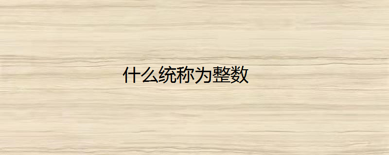 什麼統稱為整數