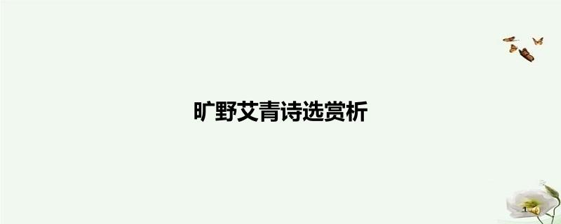 旷野艾青诗选赏析