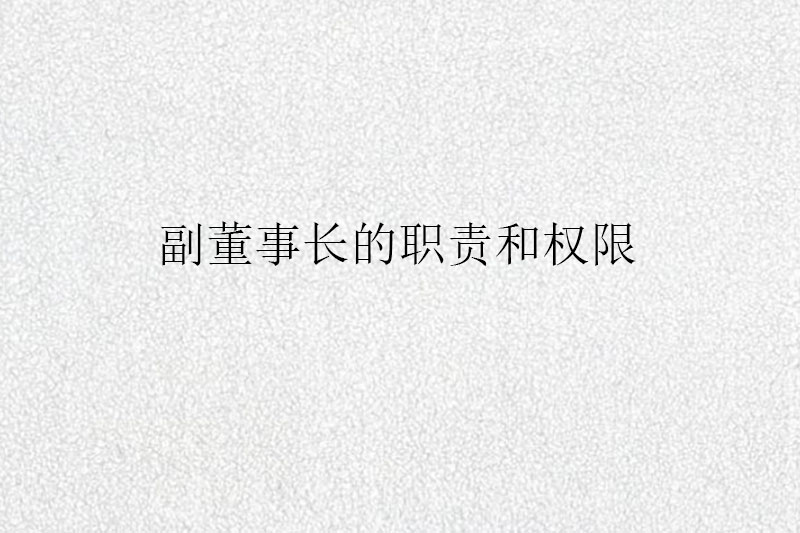 副董事长的职责和权限