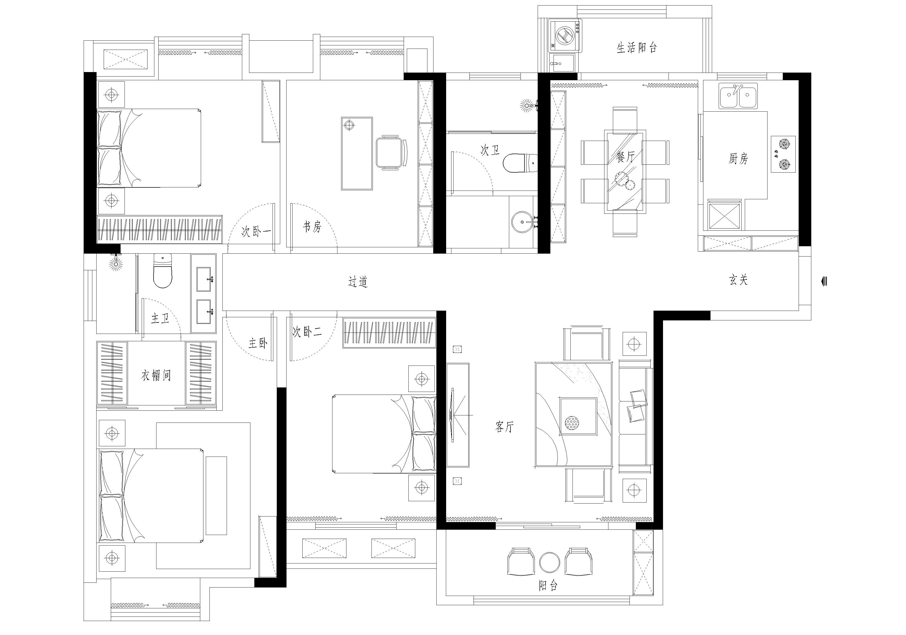 现代风格四室两厅两卫装修设计效果图 家装案例