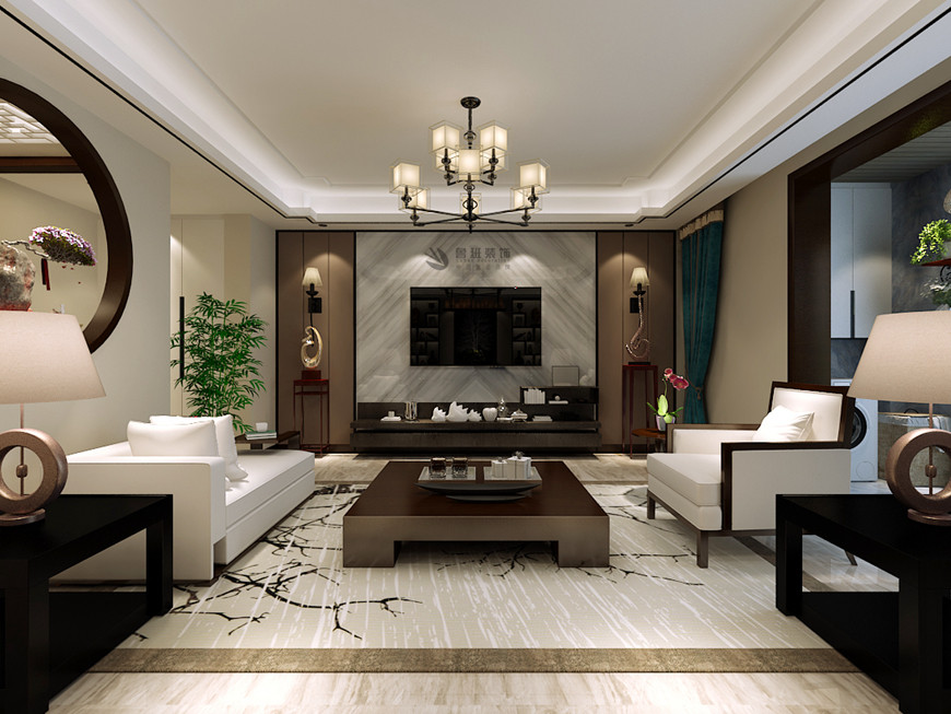 简中式风格四室两厅两卫装修设计效果图 家装案例