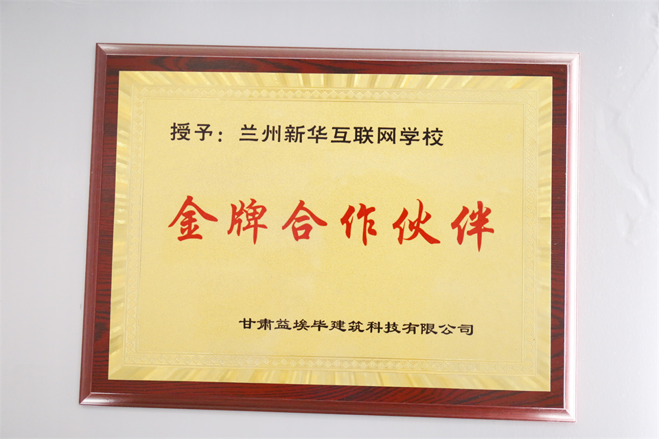 甘肃益埃毕建筑科技有限公司颁发:金牌合作伙伴