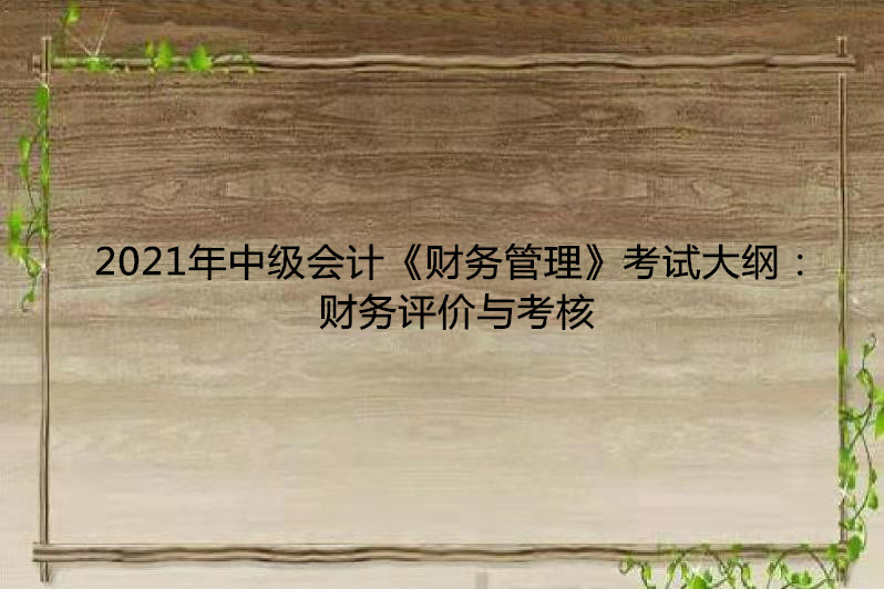 2021年中级会计《财务管理》考试大纲:财务评价与考核