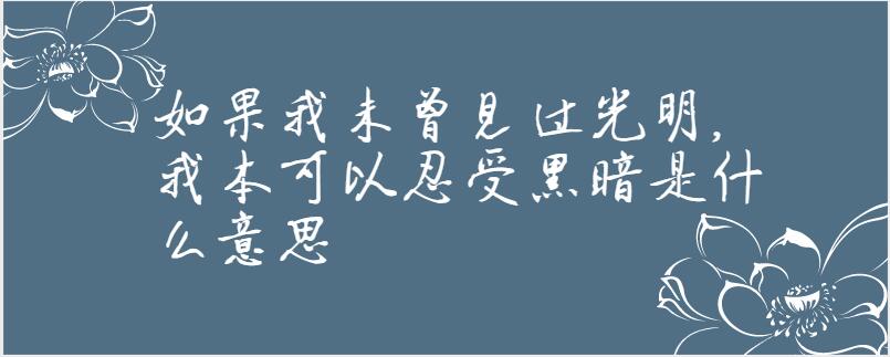 如果我未曾见过光明,我本可以忍受黑暗是什么意思