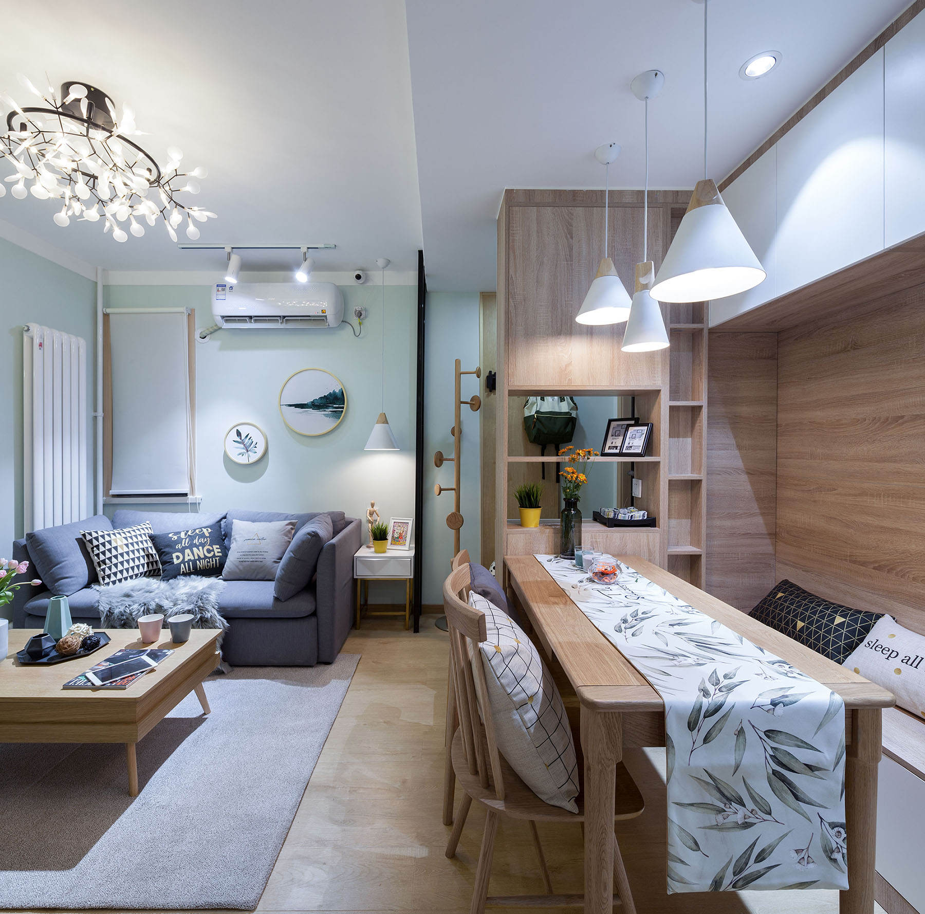 北欧简约风格三室一厅两卫一厨装修设计效果图 家装案例