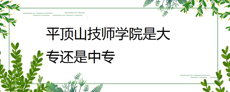 平頂山技師學院是大專還是中專