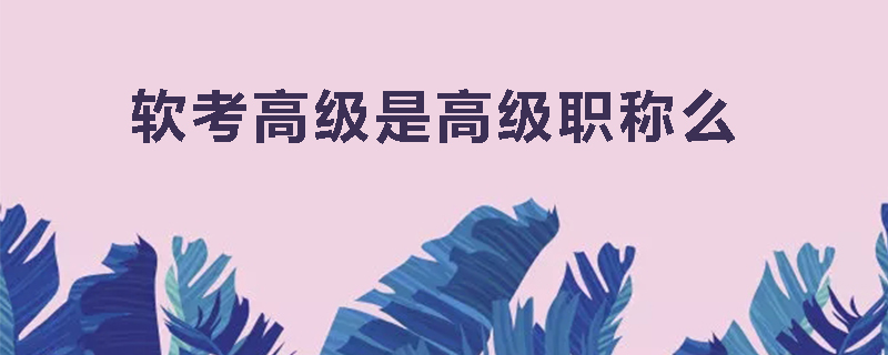 软考高级是高级职称么