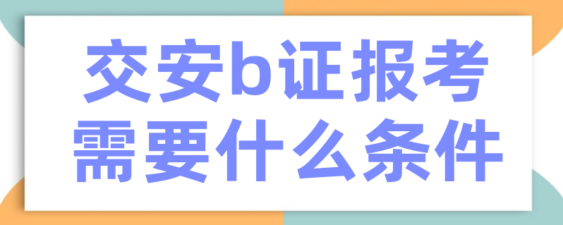 交安b证报考需要什么条件