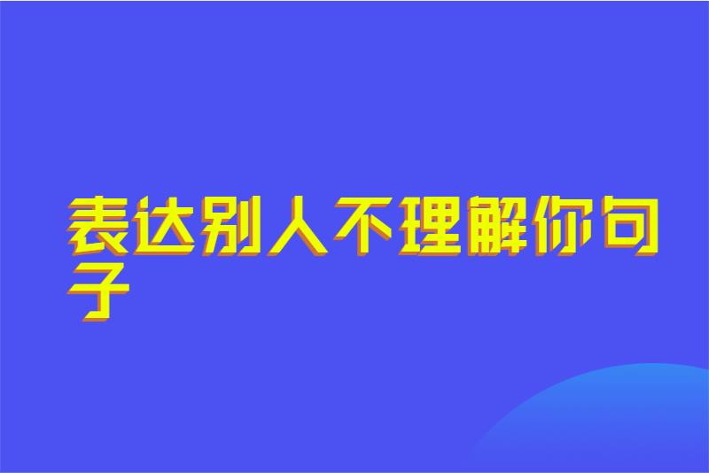 表达别人不理解你句子