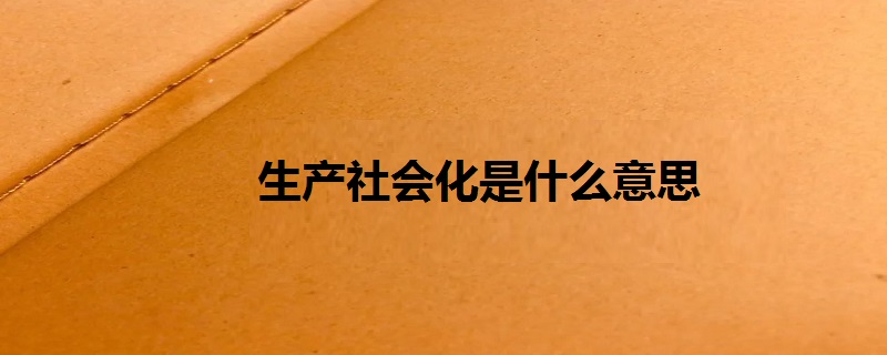 生产社会化是什么意思