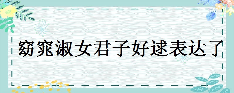 窈窕淑女君子好逑表达了什么