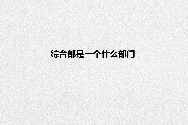 综合部是一个什么部门