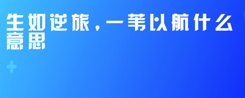 生如逆旅,一苇以航什么意思