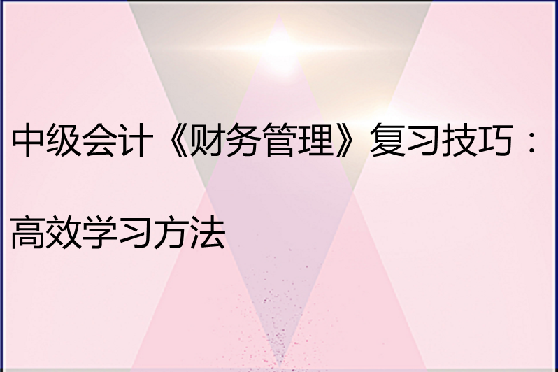 中级会计《财务管理》复习技巧:高效学习方法