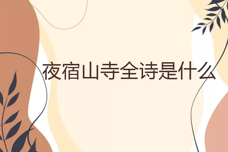 夜宿山寺全诗是什么