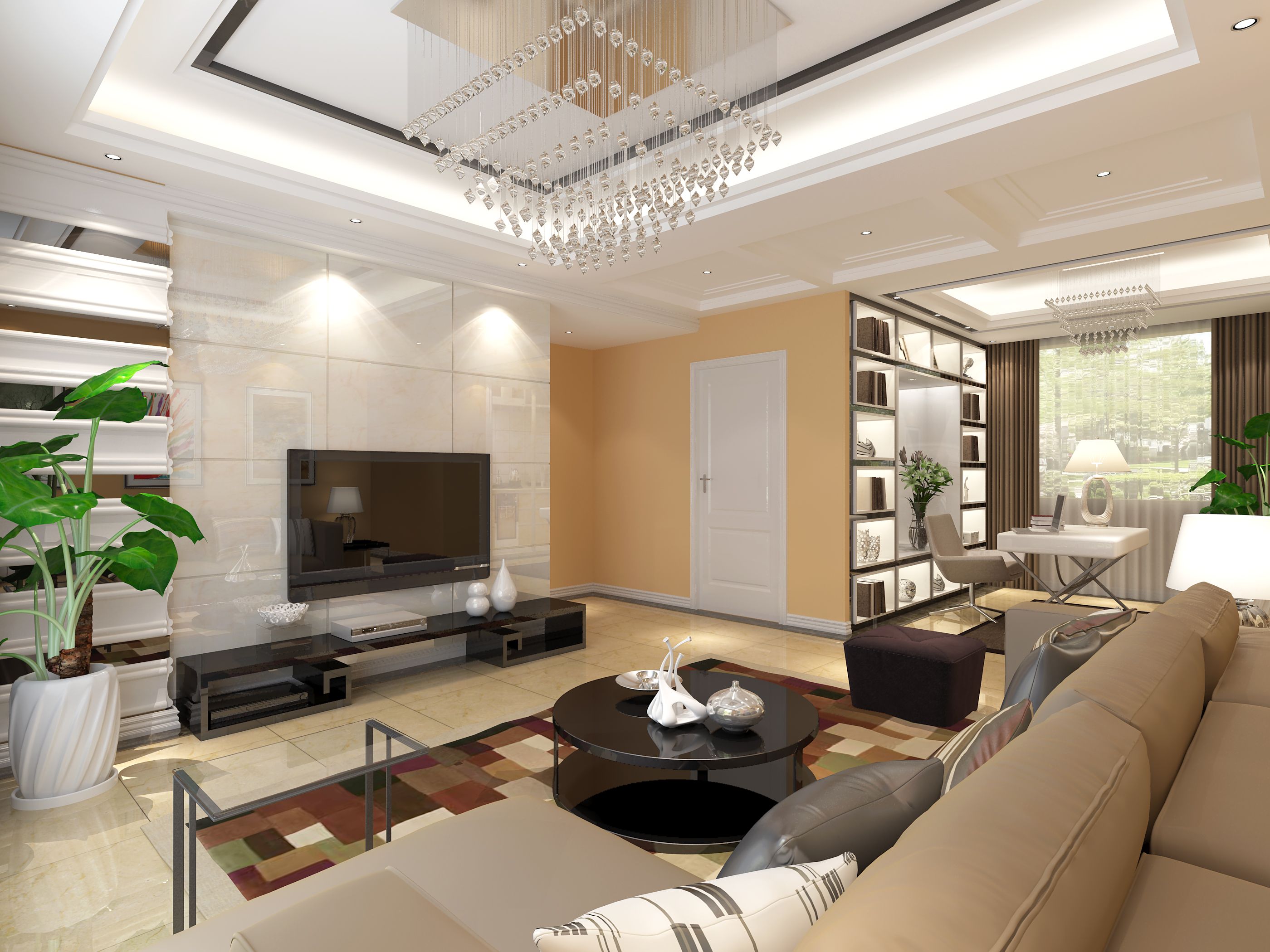 现代风格三室两厅一卫装修设计效果图 家装案例