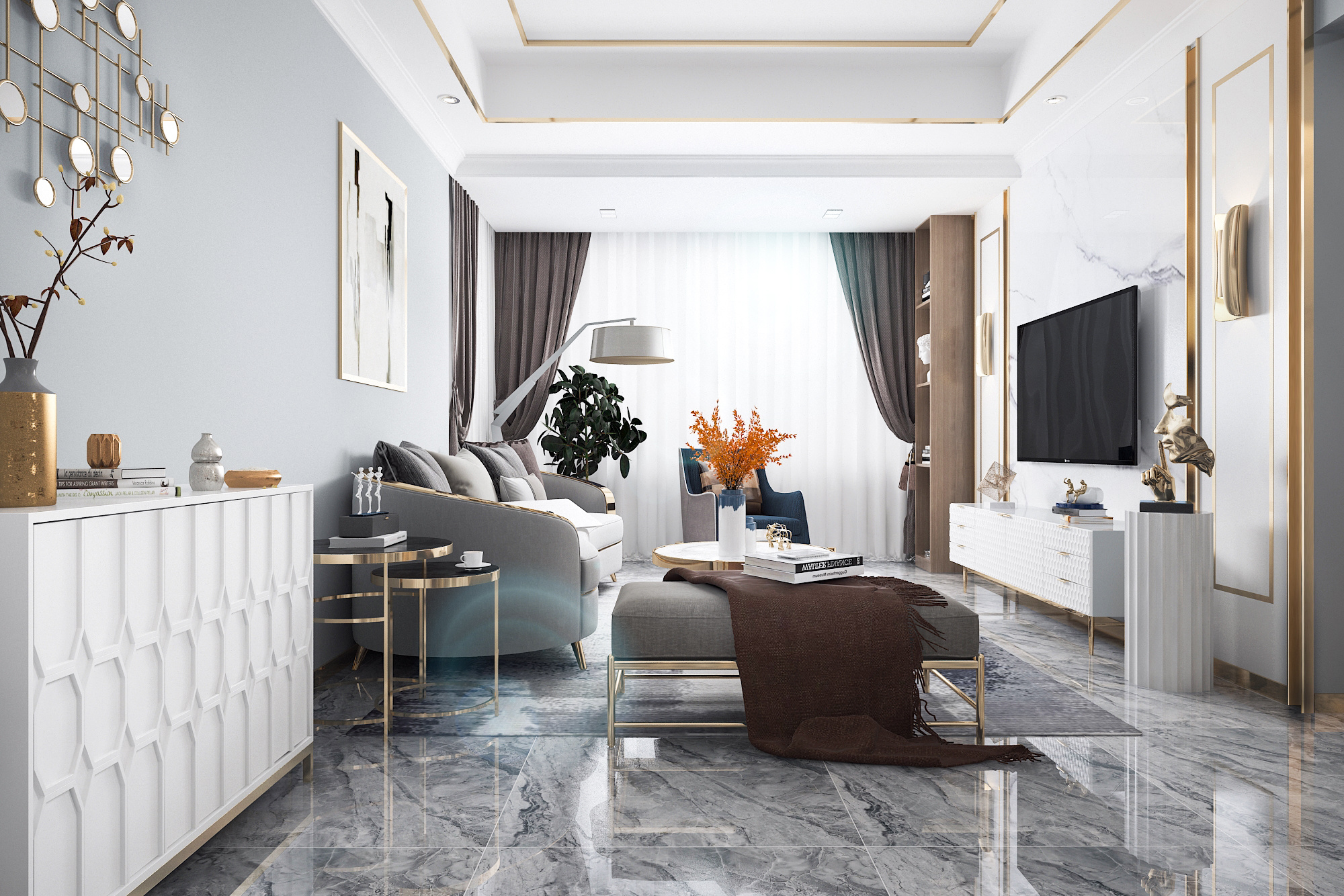 大连益丰乾城-80平轻奢装修风格实景案例