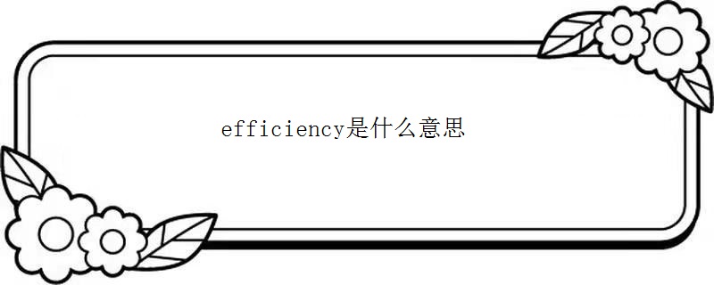 efficiency是什么意思