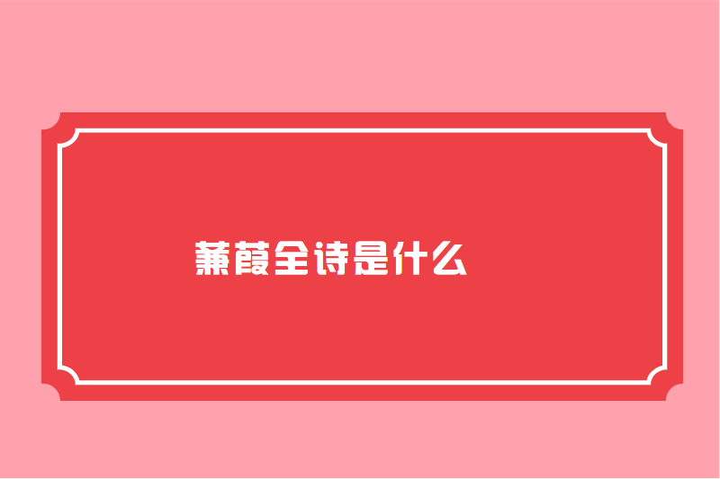 蒹葭全诗是什么