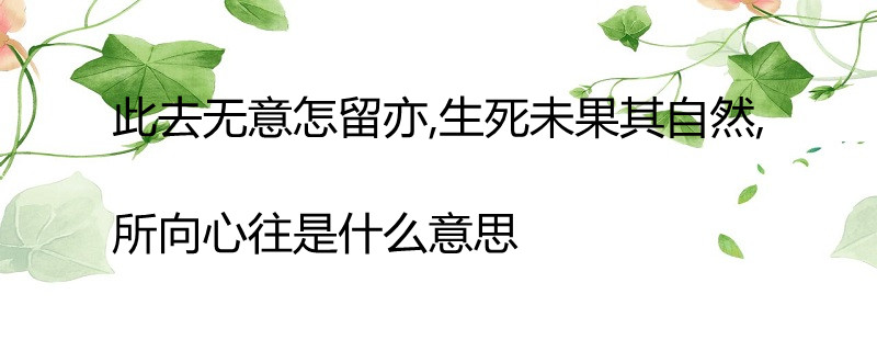 此去無意怎留亦,生死未果其自然,所向心往是什麼意思