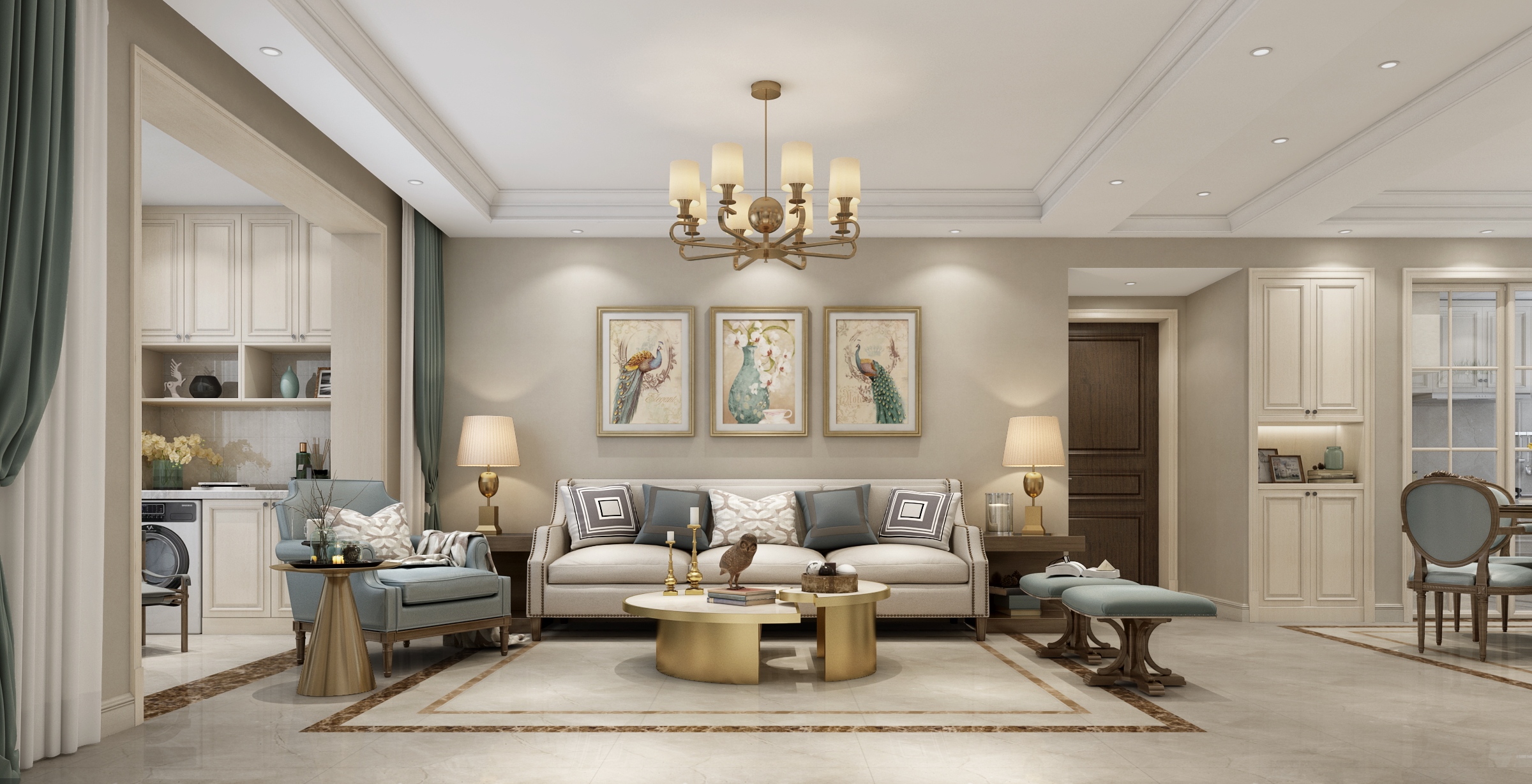 简美风格四室两厅装修设计效果图 家装案例