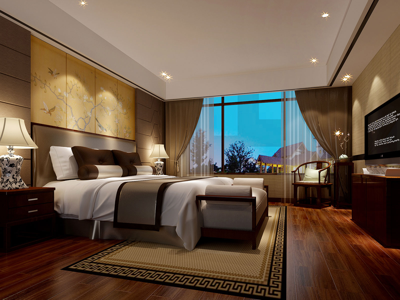 蜀郡400㎡别墅新中式风格装修效果图