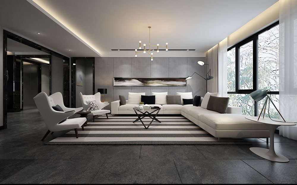 极简风格平层装修设计效果图 家装案例