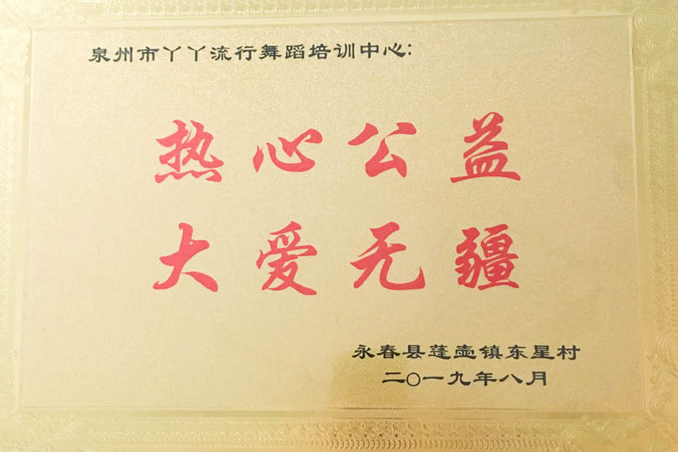 热心公益 大爱无疆-永春县蓬壶镇东星村颁发