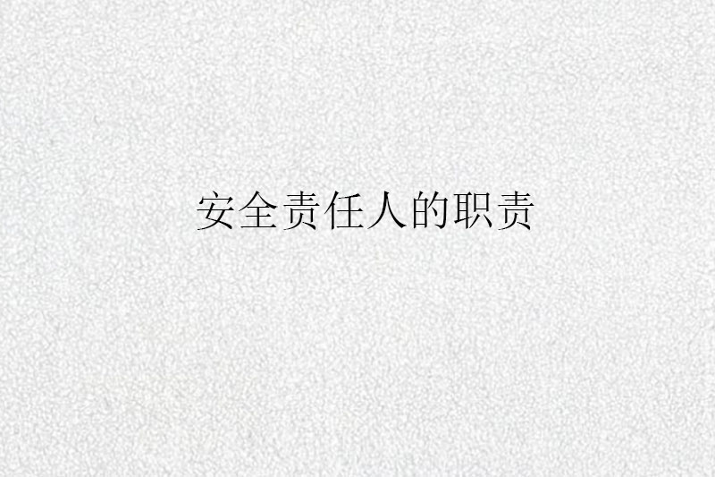 安全责任人的职责