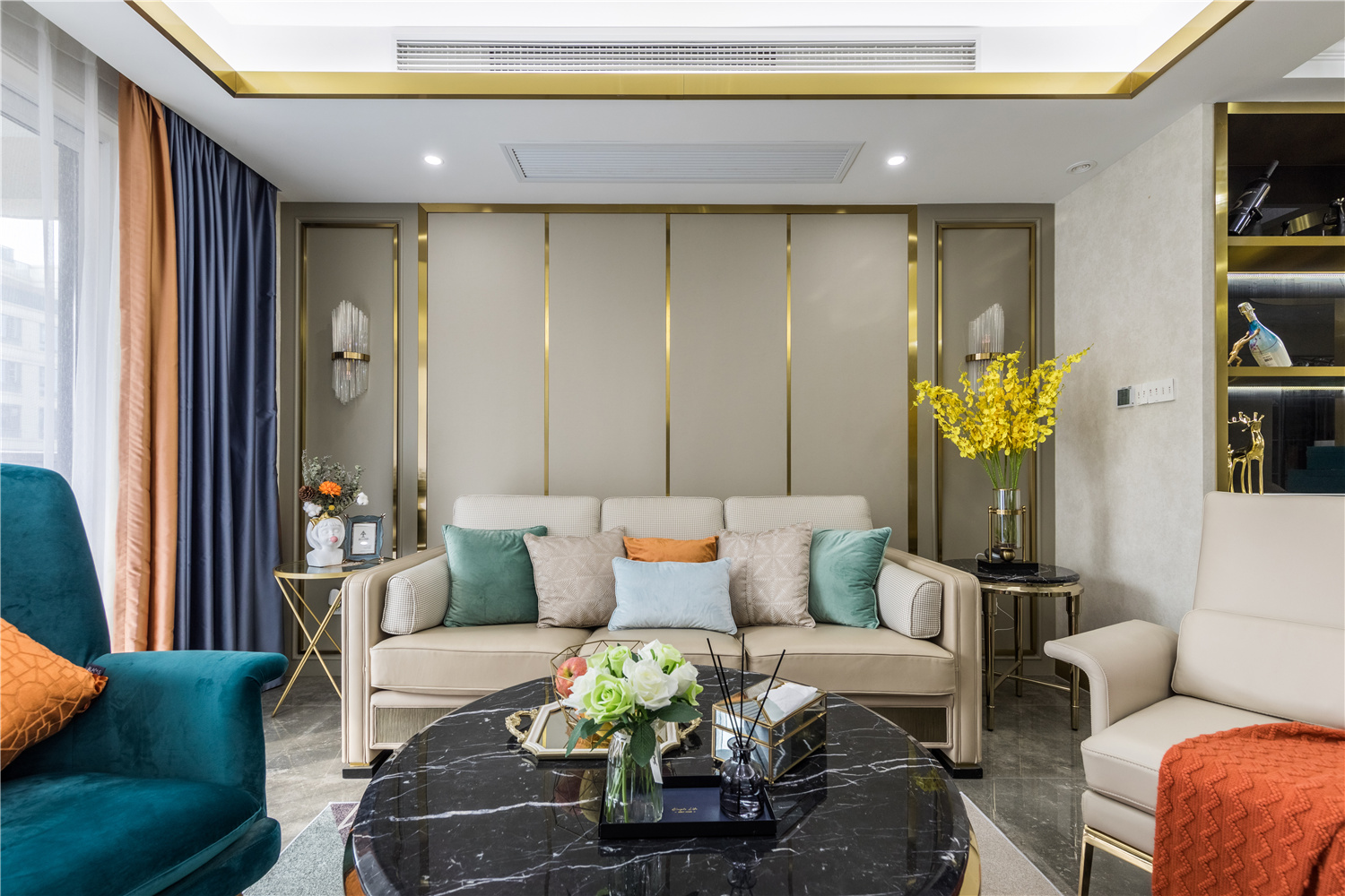 长兴清水湾133方轻奢风格毛胚房装修设计案例效果图