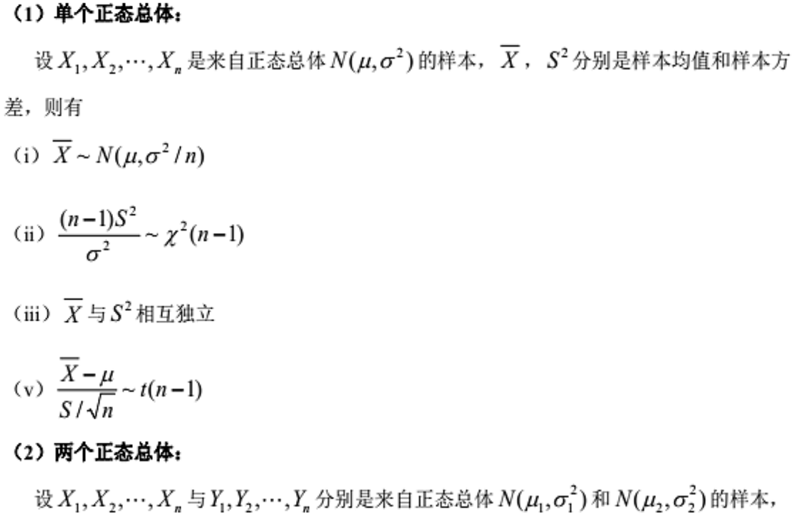 2019考研數學必備公式:正態總體的樣本均值與樣本方差分佈