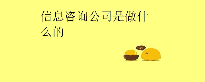 信息諮詢公司是做什麼的