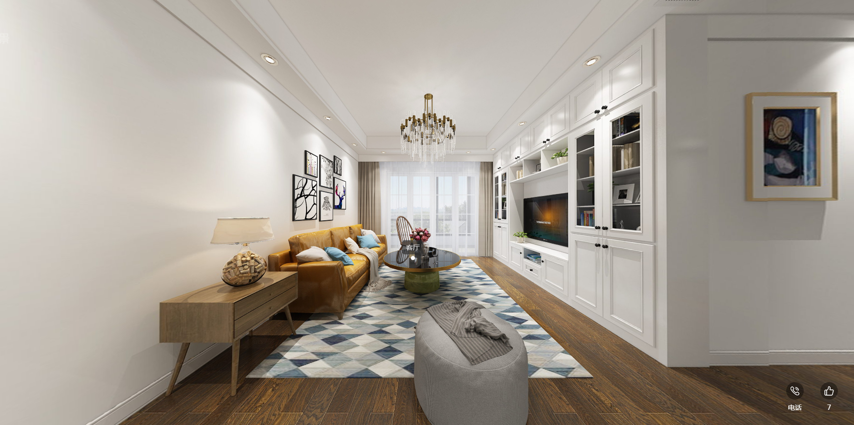 混搭风格三室两厅两卫装修设计效果图 家装案例