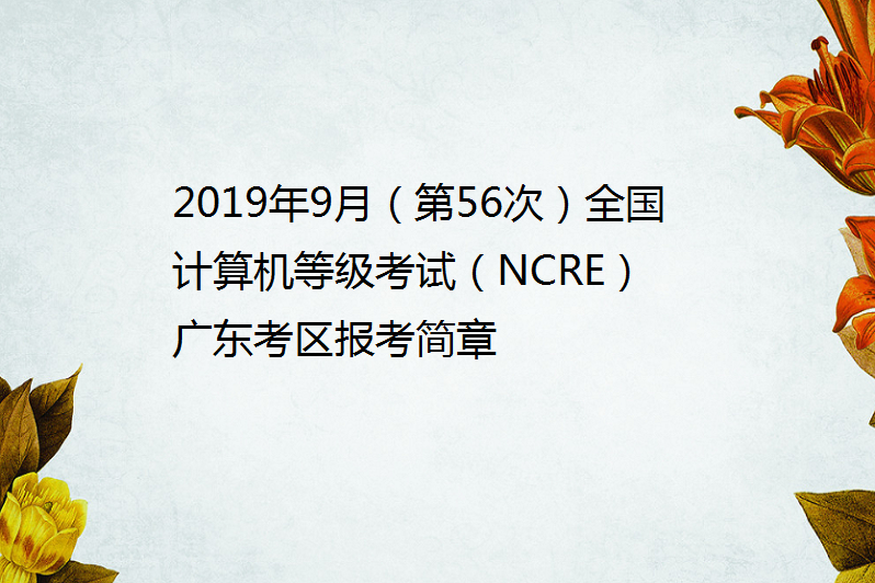 2019年9月(第56次)全國計算機等級考試(ncre)廣東考區報考簡章